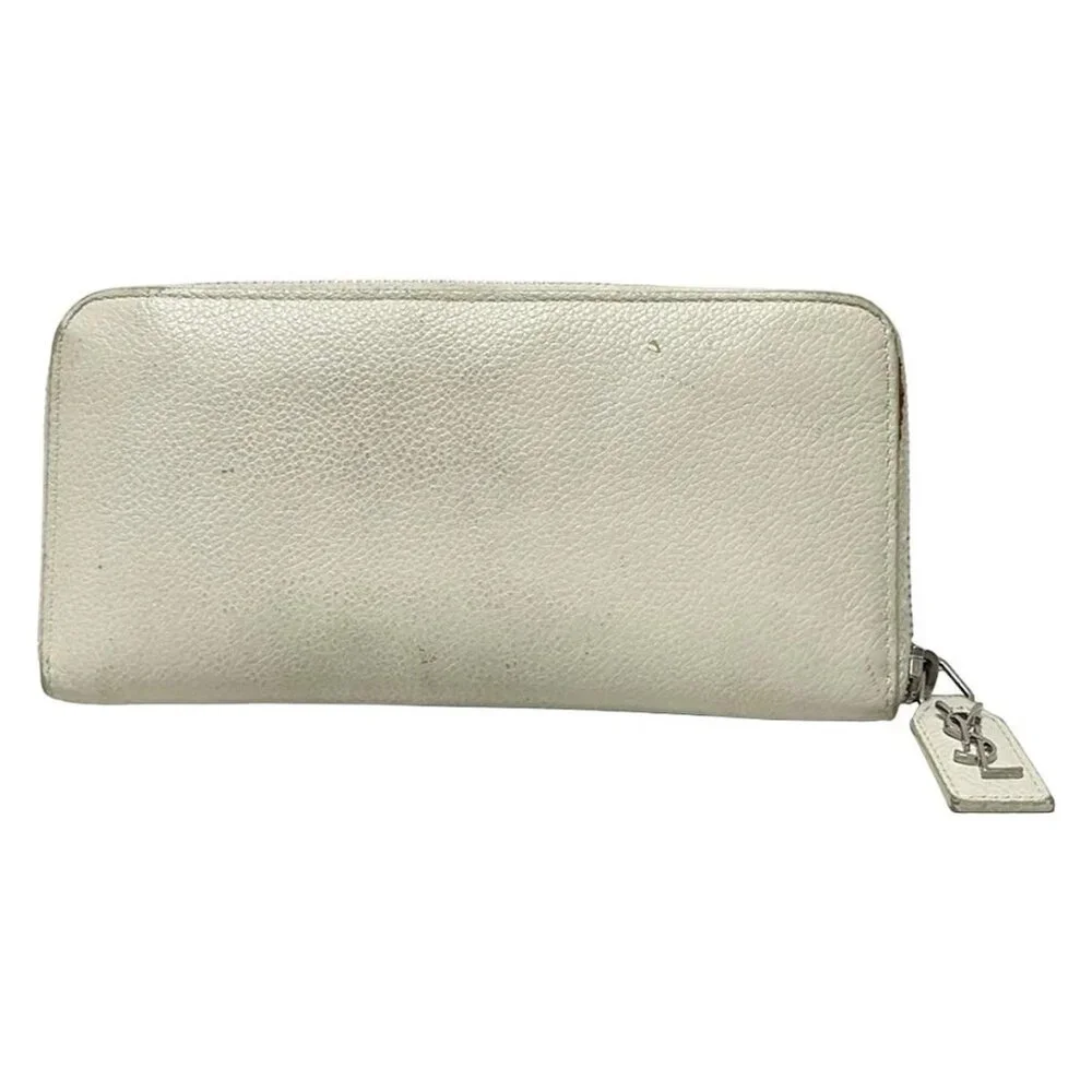 SAINT LAURENT PARIS - 414680 Cream Leather Long Wallet - Picture 2 of 5